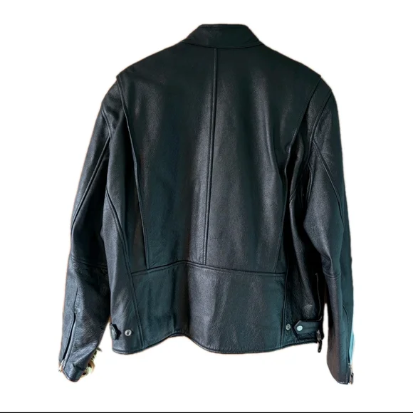 FMC Leather Jacket Motorcycle Men Size XL Black Zip Up - Picture 2 of 7